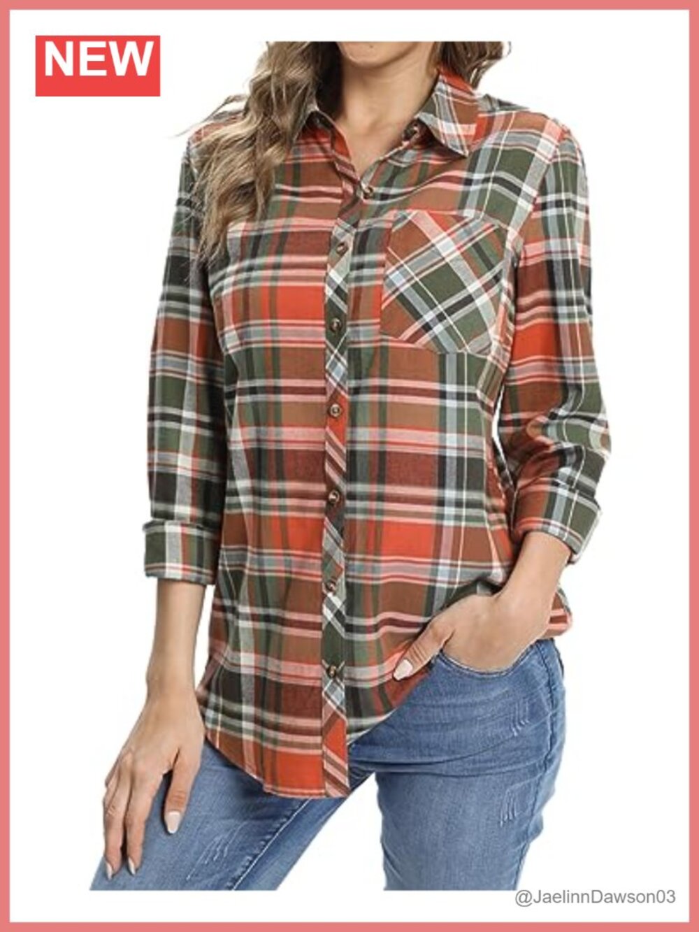 Fuinloth Womens Lightweight Flannel Shirt Plaid Long Sleeve Button Down